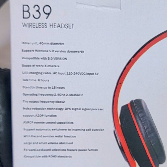 B39 NEW Wireless Headphones, Bluetooth Headset Noise Cancelling Microphone - Picture 4 of 4